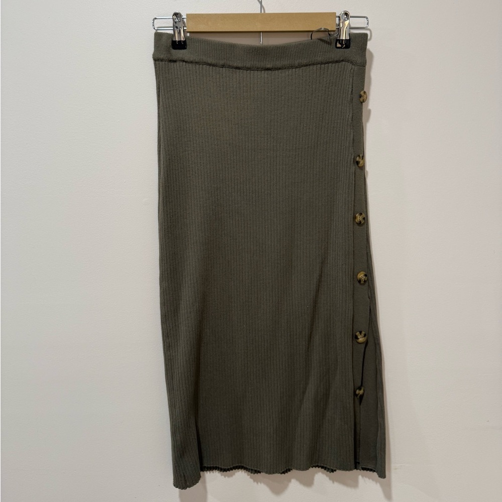 Hippie Rose Olive Ribbed Pencil Skirt